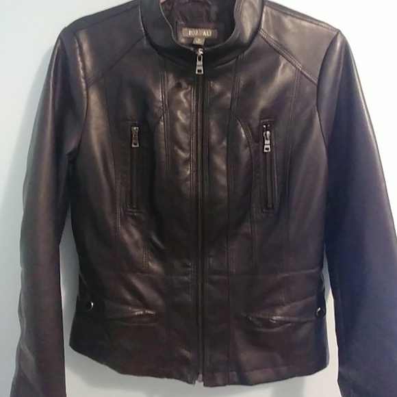 Roz & Ali Jackets & Blazers - Navy Roz & Ali faux leather - Medium